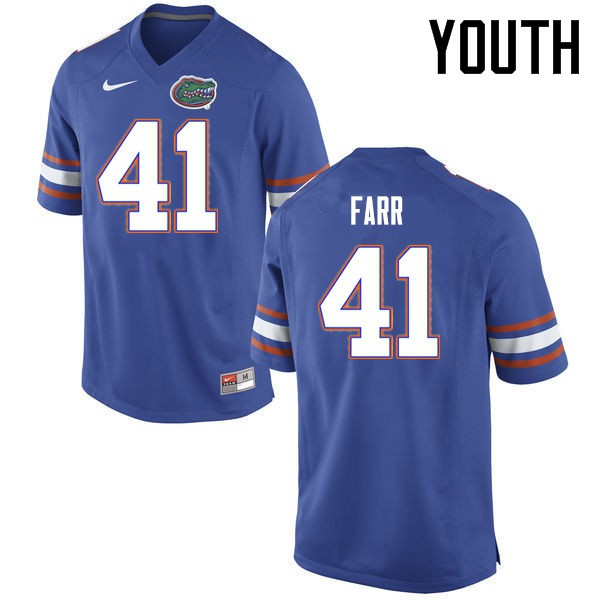 Florida Gators Youth #41 Ryan Farr College Football Jersey Blue